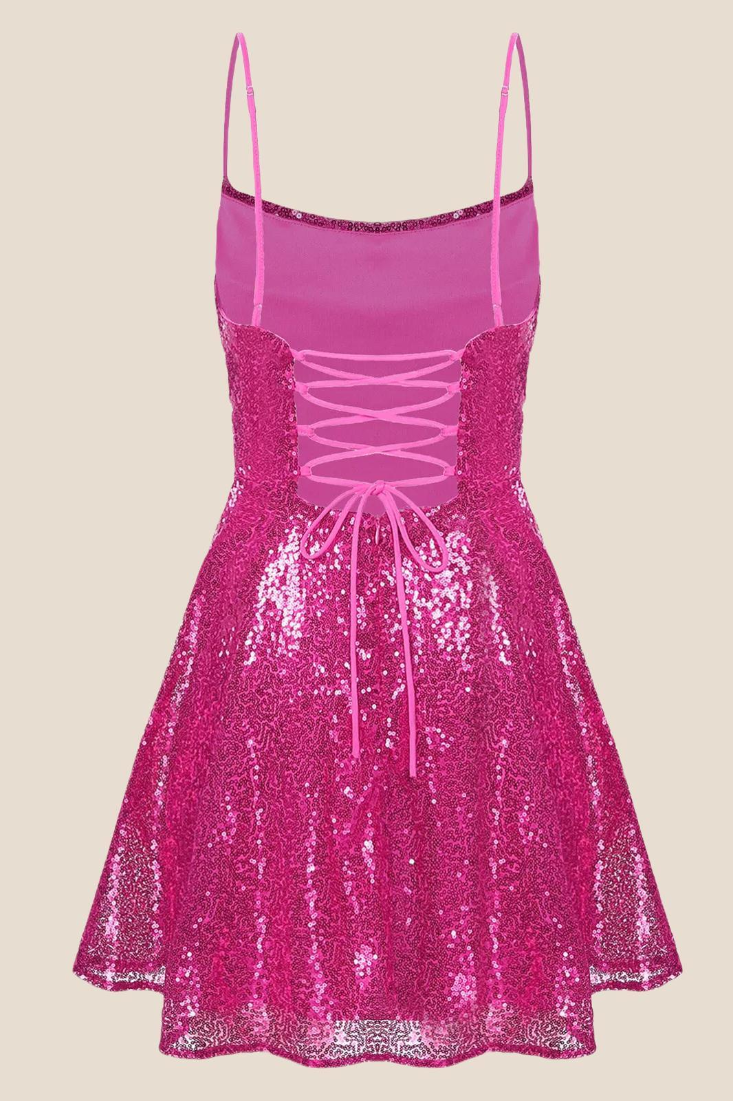 Black Sequin A-line Short Princess Dress - Image 7