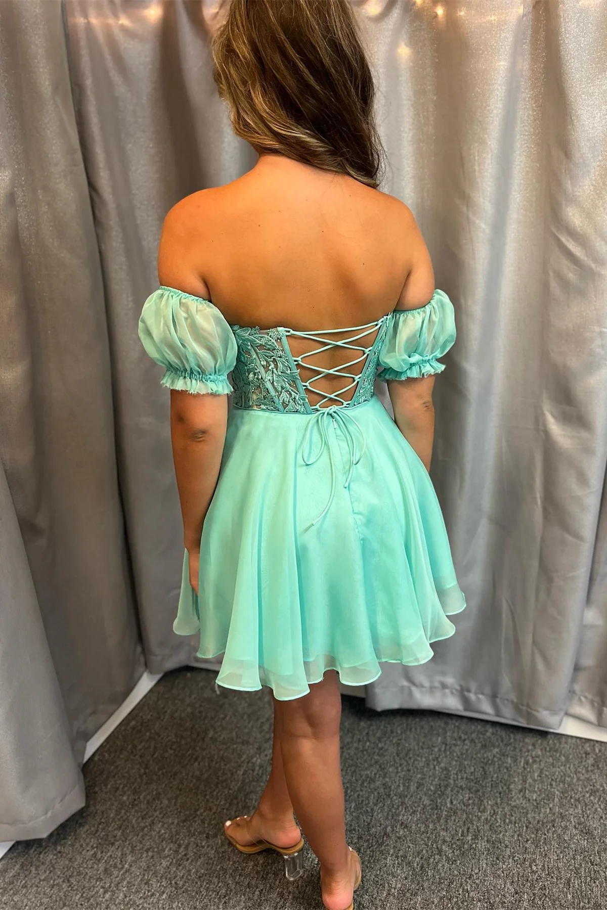 Royal Blue Short Chiffon Homecoming Dress - Image 4