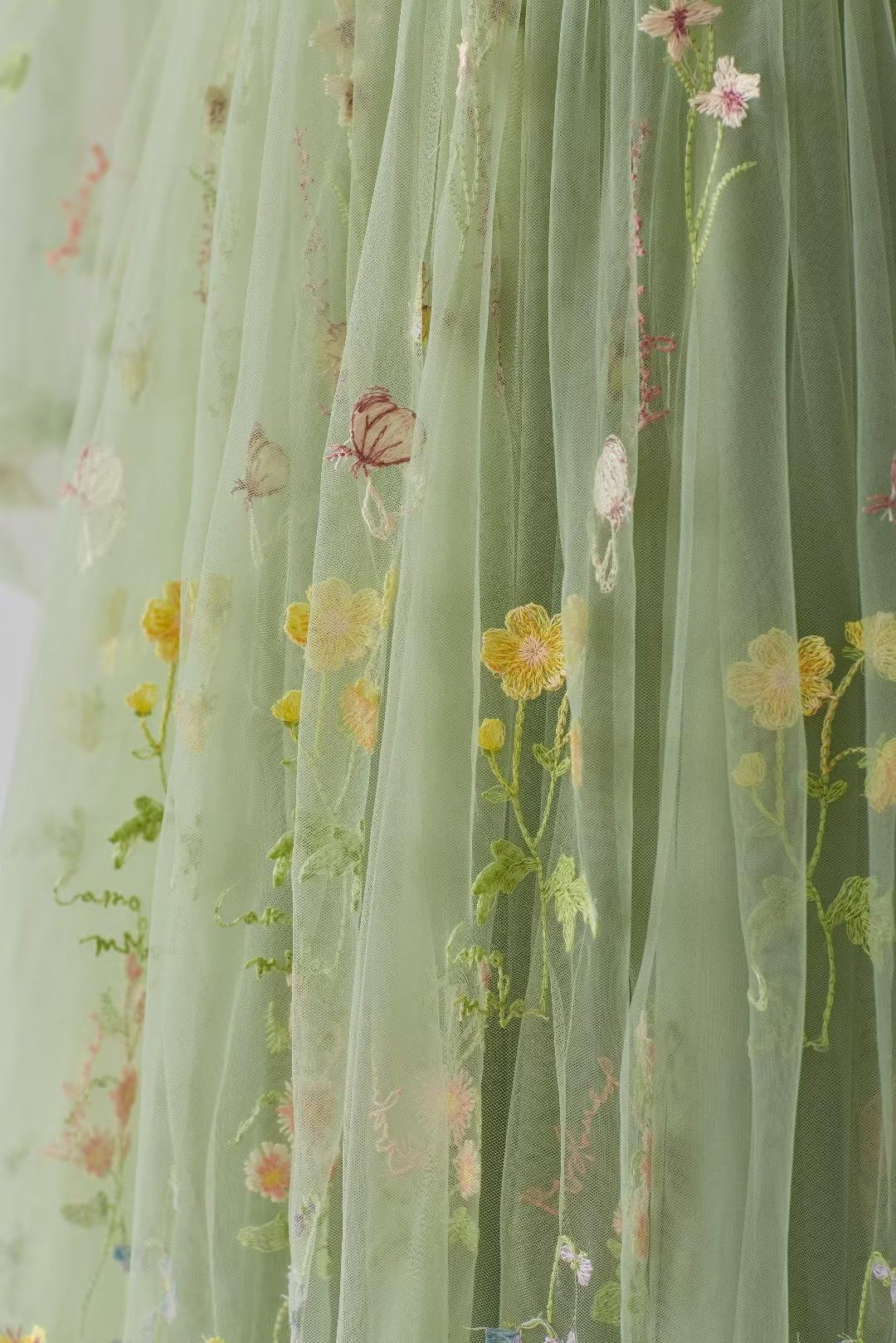 Green Floral Corset A-line Dress with Puff Sleeves - Image 4