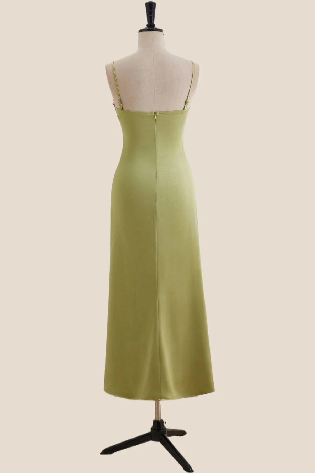 Green Floral Embroidery Sheath Long Dress - Image 5