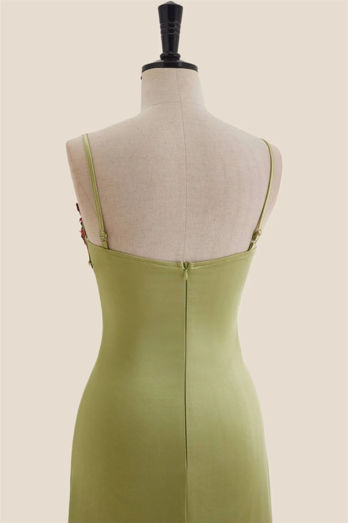 Green Floral Embroidery Sheath Long Dress - Image 8