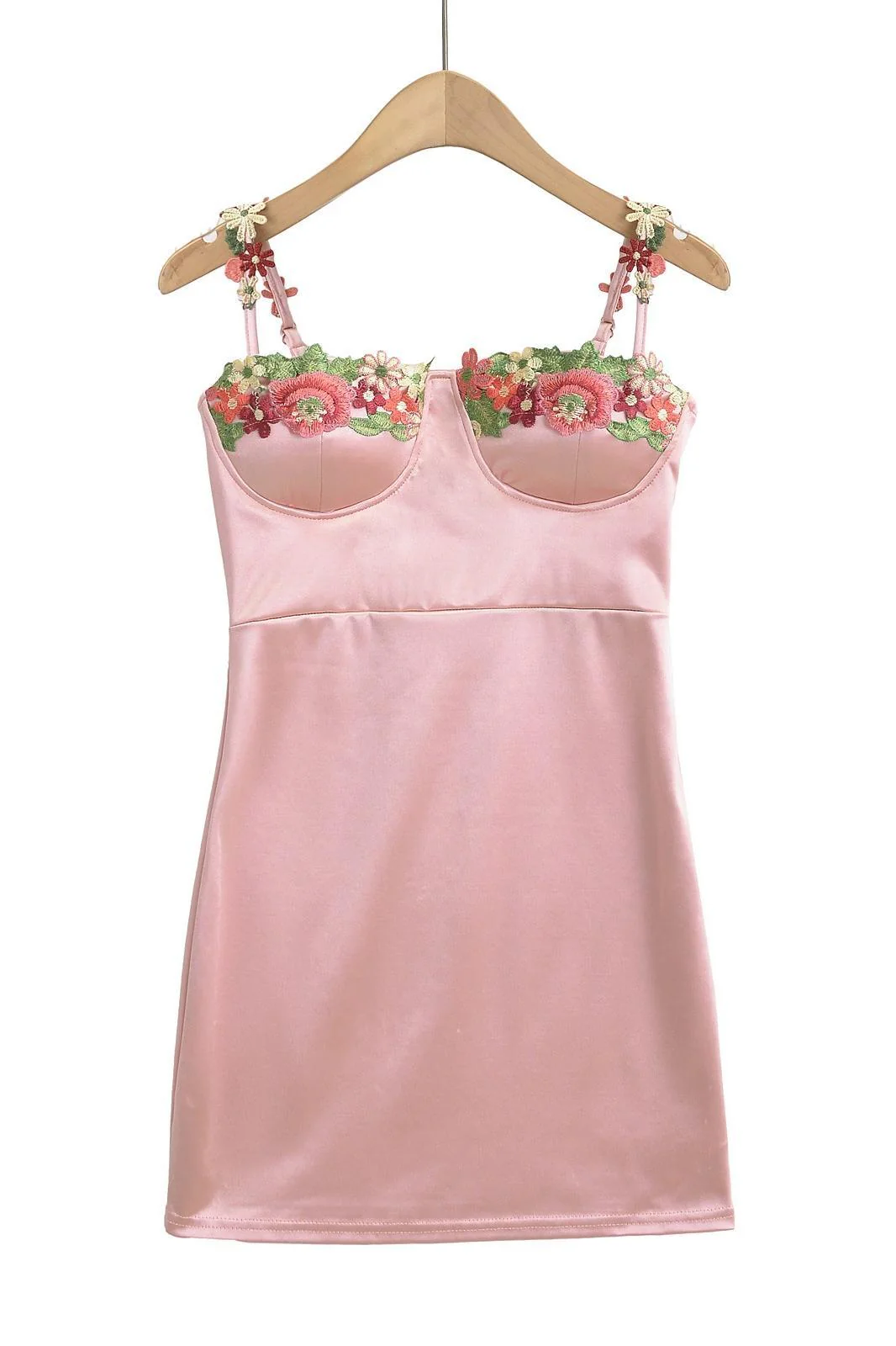 Green Floral Embroidery Short Princess Dress - Image 4
