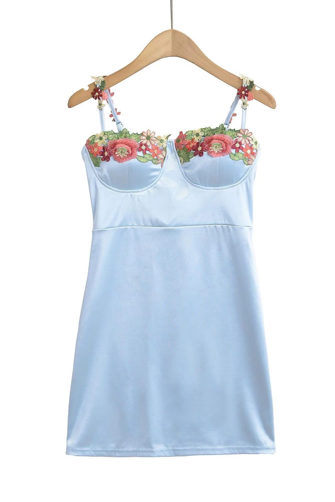 Green Floral Embroidery Short Princess Dress - Image 5