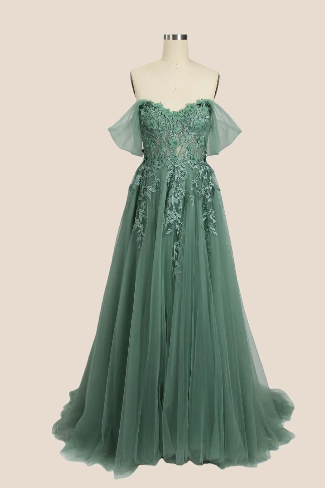 Black Floral Embroidery Strapless A-line Formal Dress - Image 5
