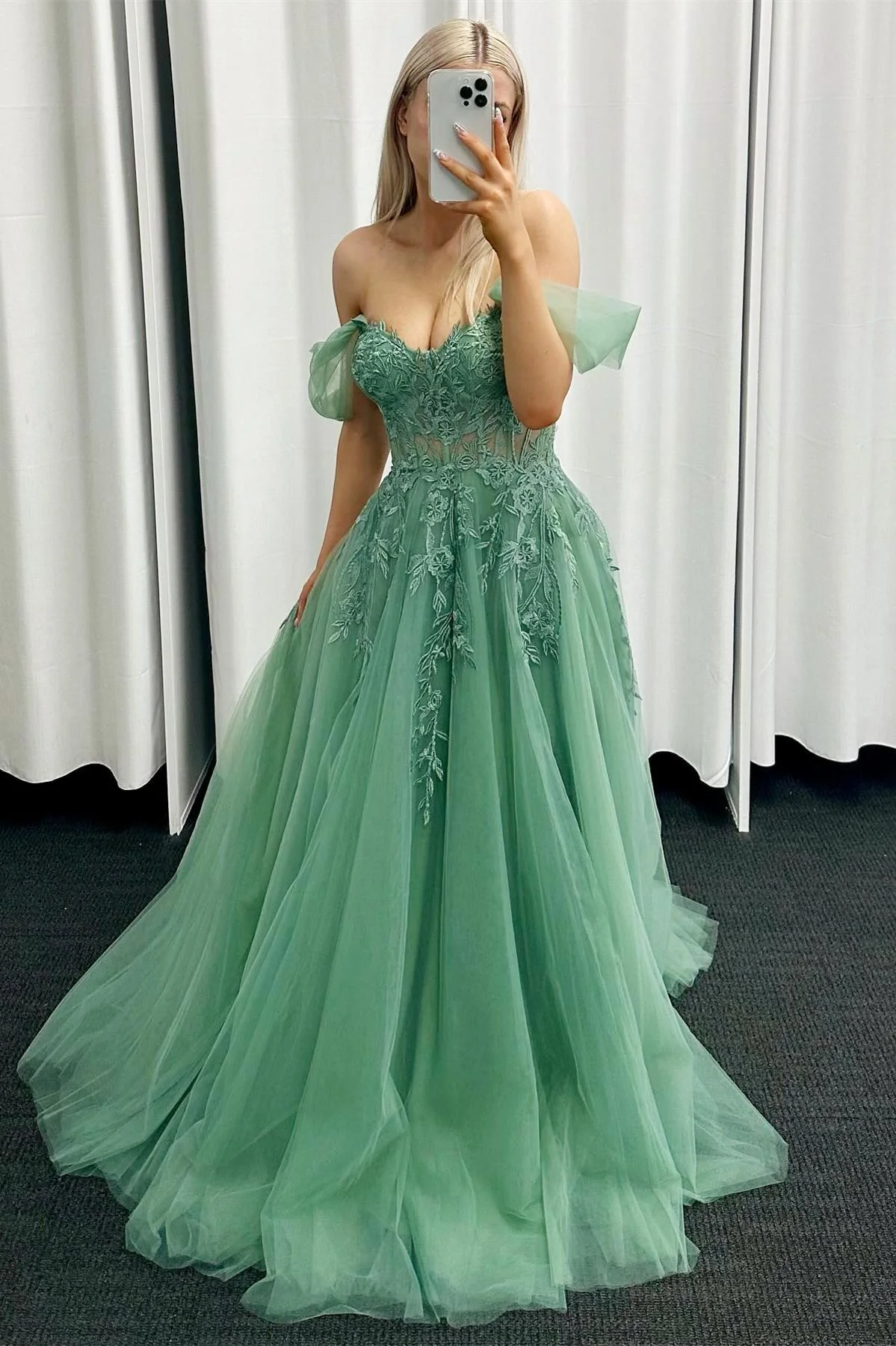 Black Floral Embroidery Strapless A-line Formal Dress - Image 10