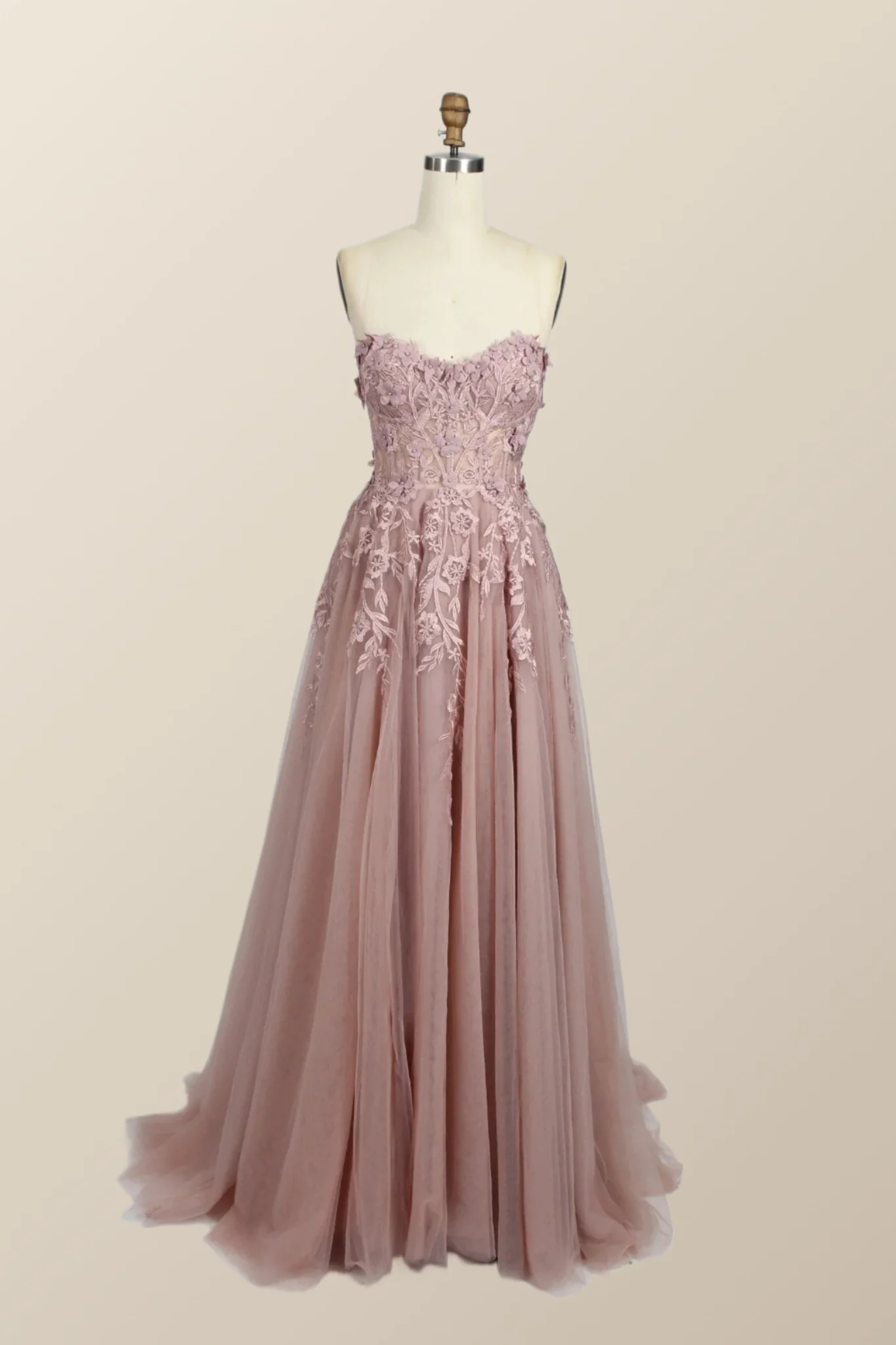 Black Floral Embroidery Strapless A-line Formal Dress - Image 12