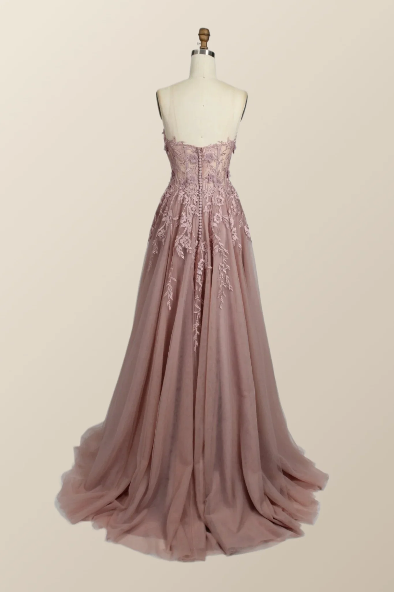 Black Floral Embroidery Strapless A-line Formal Dress - Image 18