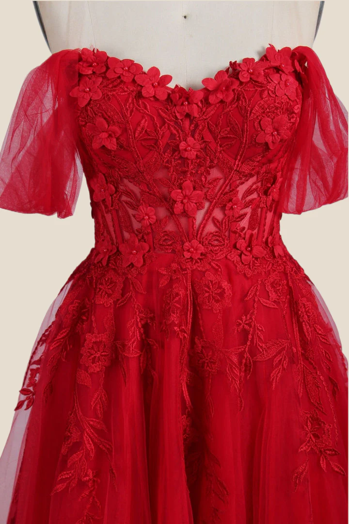 Black Floral Embroidery Strapless A-line Formal Dress - Image 23