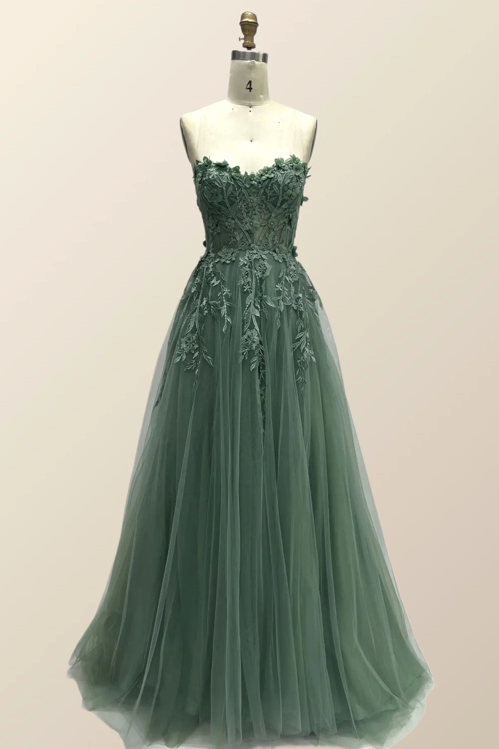 Black Floral Embroidery Strapless A-line Formal Dress - Image 6