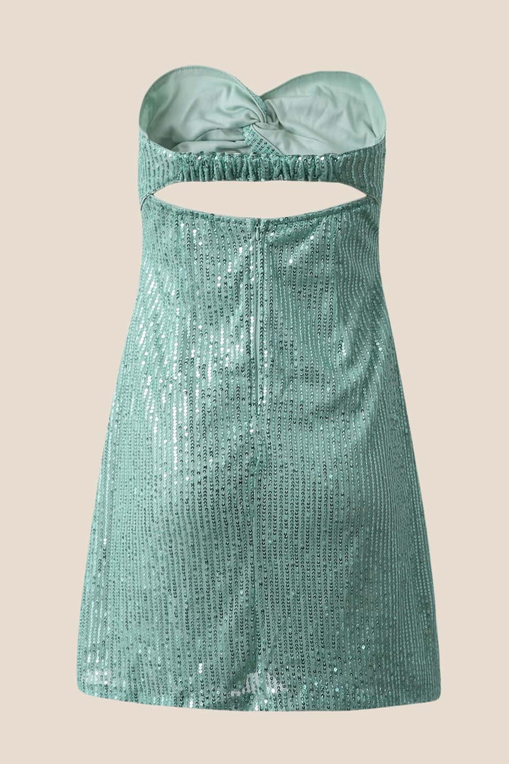 Green Sequin Twist Fitted Short Dress - Image 2