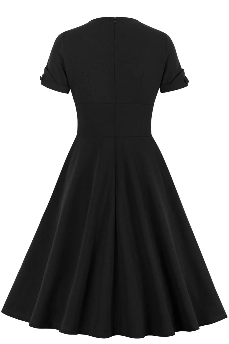 Green V Neck A-line Short Dress with Short Sleeves - Image 13