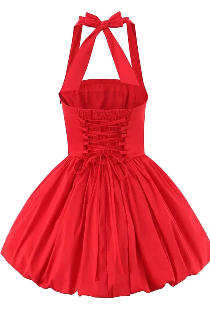Halter Black A-line Short Bubble Dress - Image 7