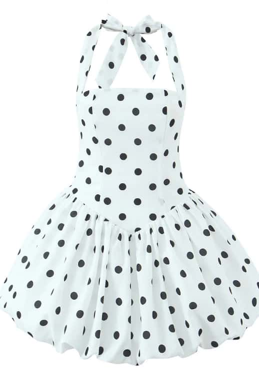 Halter Black A-line Short Bubble Dress - Image 8