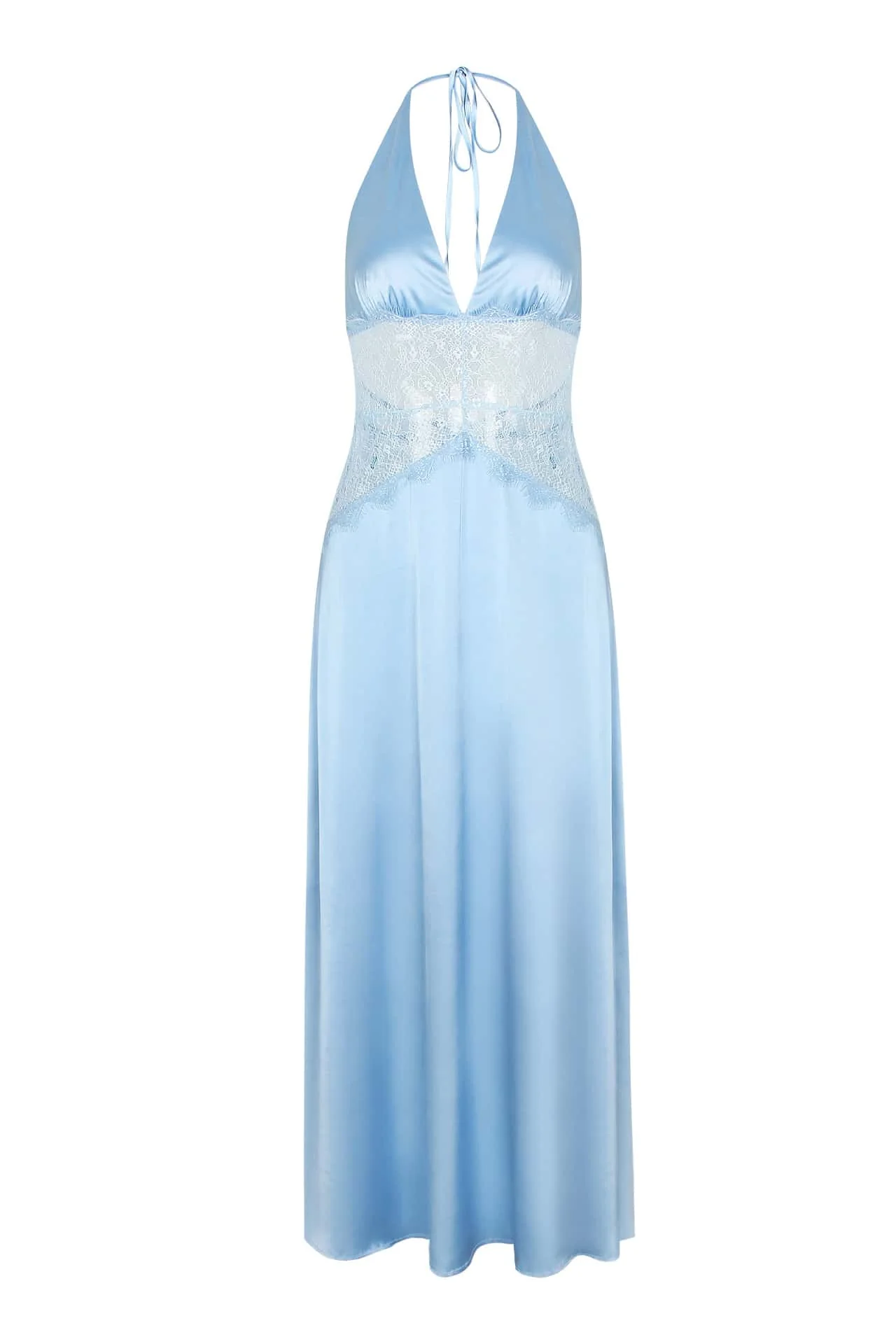 Pink Halter Sheer Lace and Satin Dress - Image 5