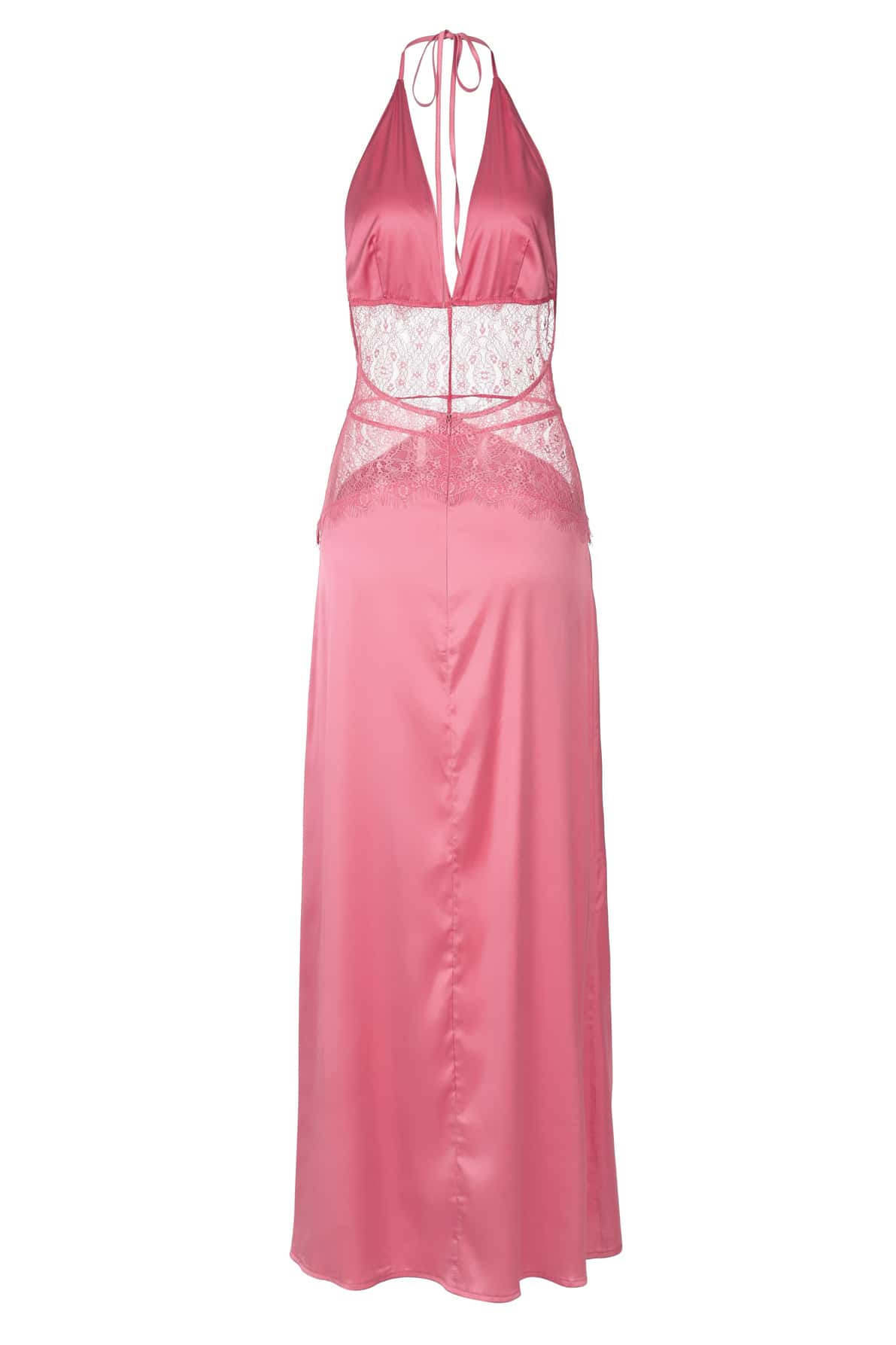 Halter Blue Sheer Plunge Long Maxi Dress - Image 5