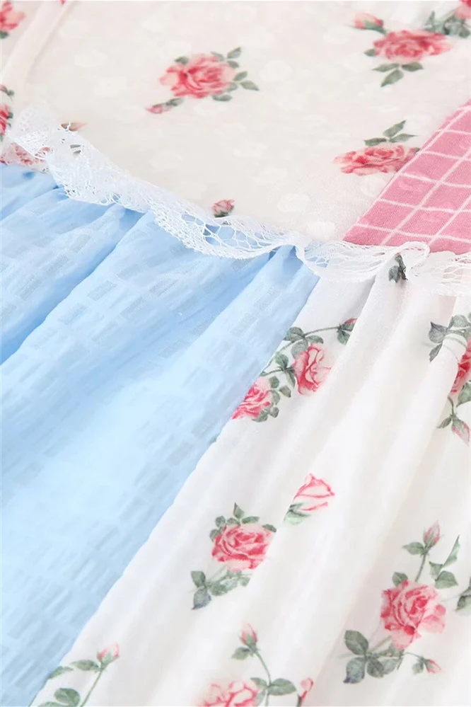 Halter Floral Lace Splicing A-line Long Dress - Image 6