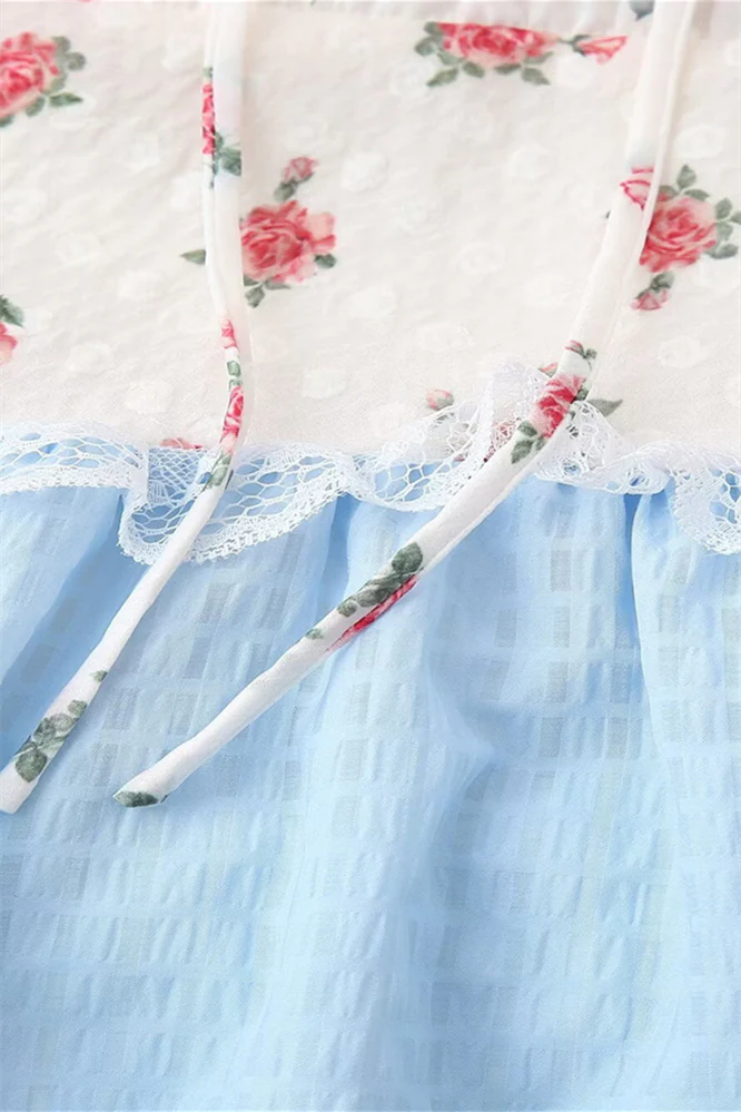 Halter Floral Lace Splicing A-line Long Dress - Image 8