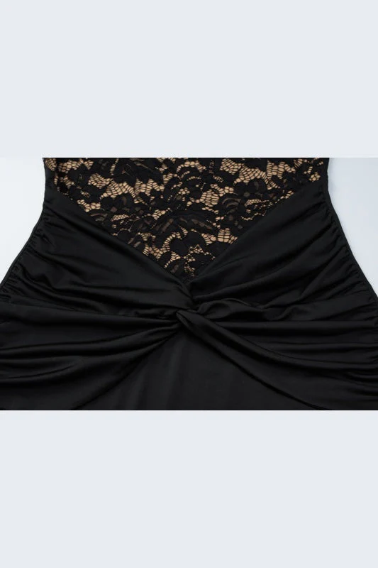 Halter Lace Black Twist Fitted Dress - Image 5