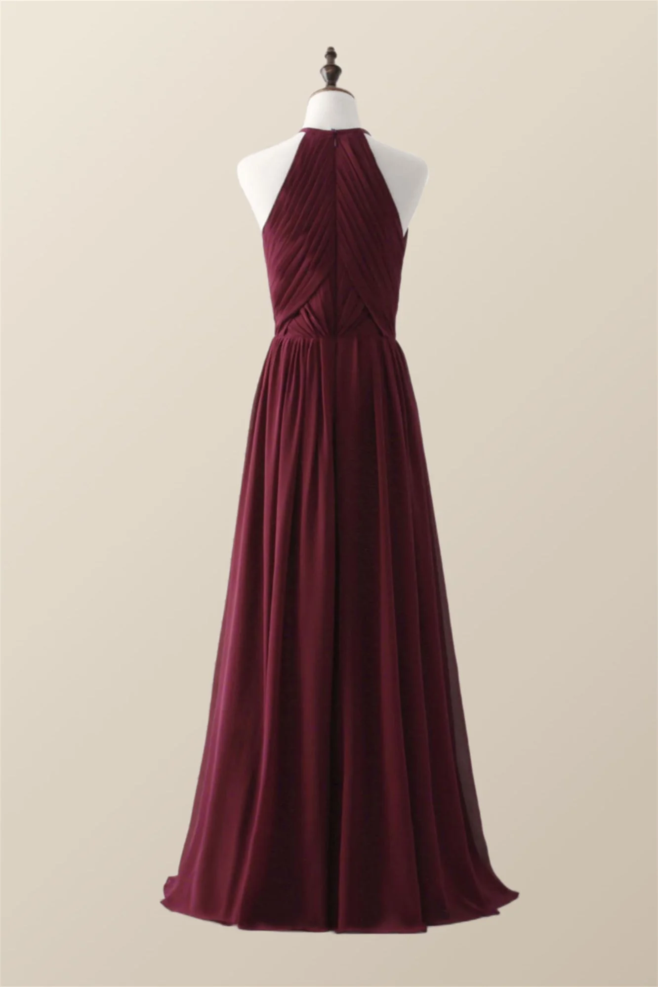 Halter Royal Blue Pleated Long Bridesmaid Dress - Image 9