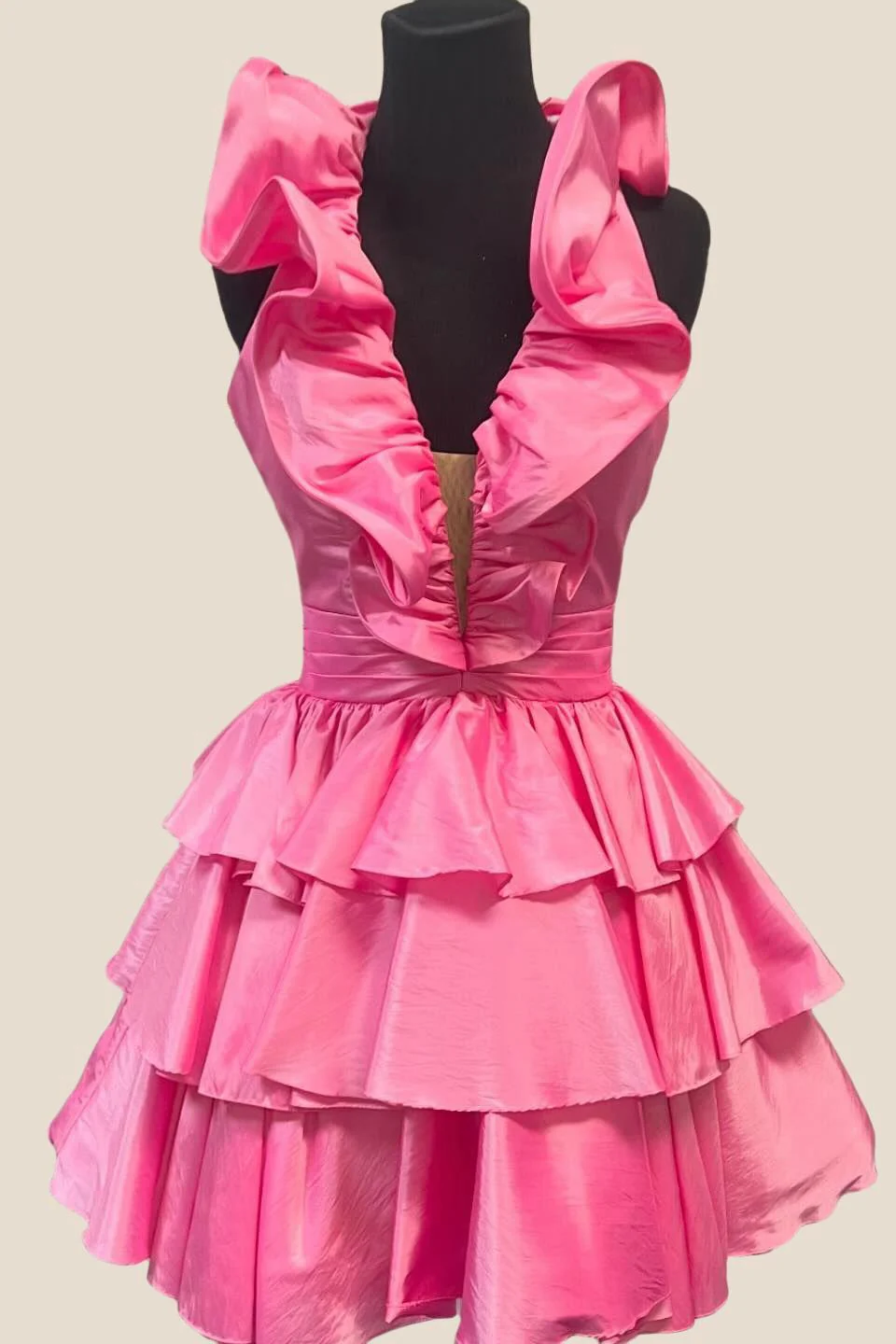 Halter Royal Blue Ruffle Tiered Short Dress - Image 3