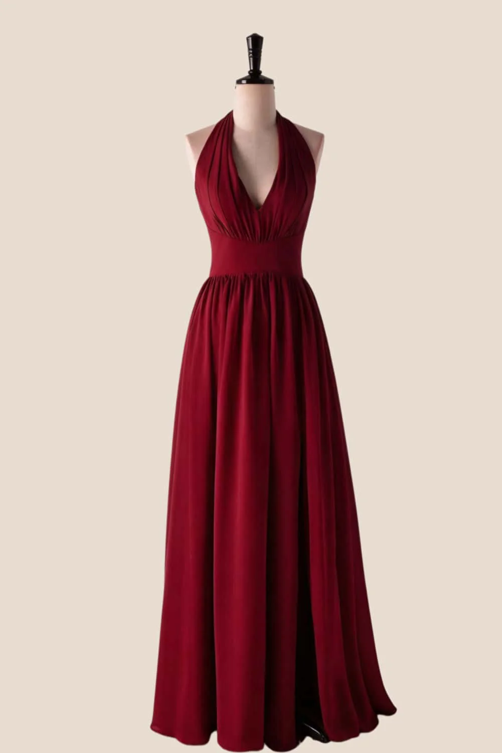 Halter V Neck Blue Long Bridesmaid Dress - Image 7