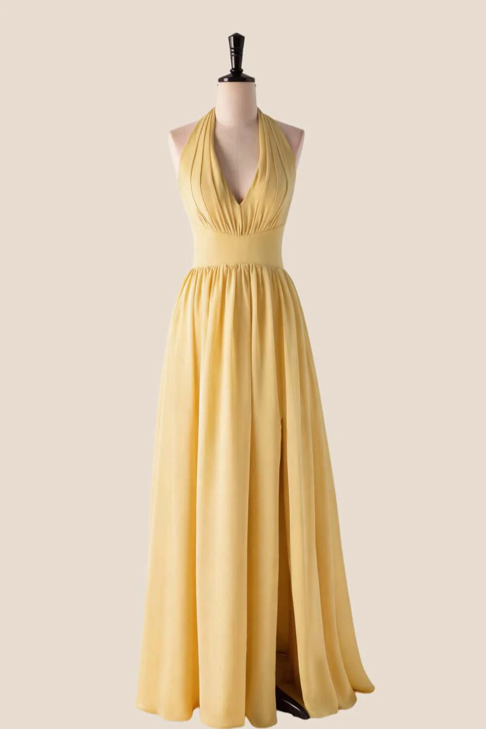 Halter V Neck Blue Long Bridesmaid Dress - Image 8