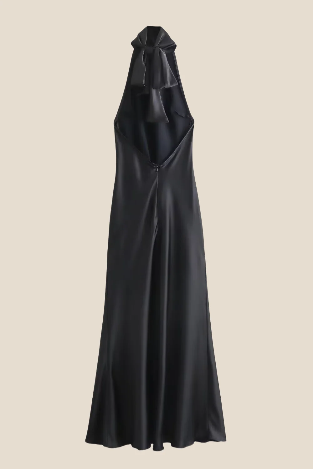 High Neck Black Open Back Long Dress - Image 2