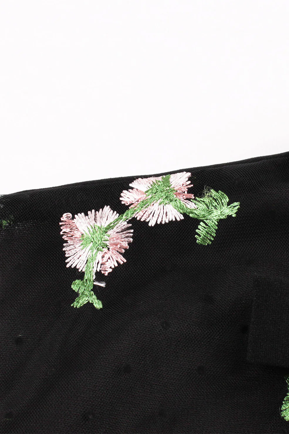 High Neck Embroidery Black Swing Dress - Image 5