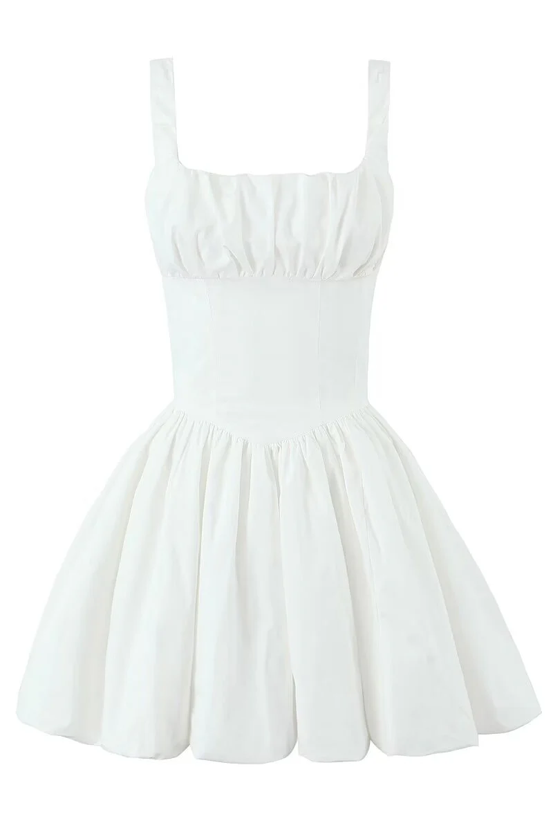 High Waist Pink Ruched Short Summer Dress - Image 9