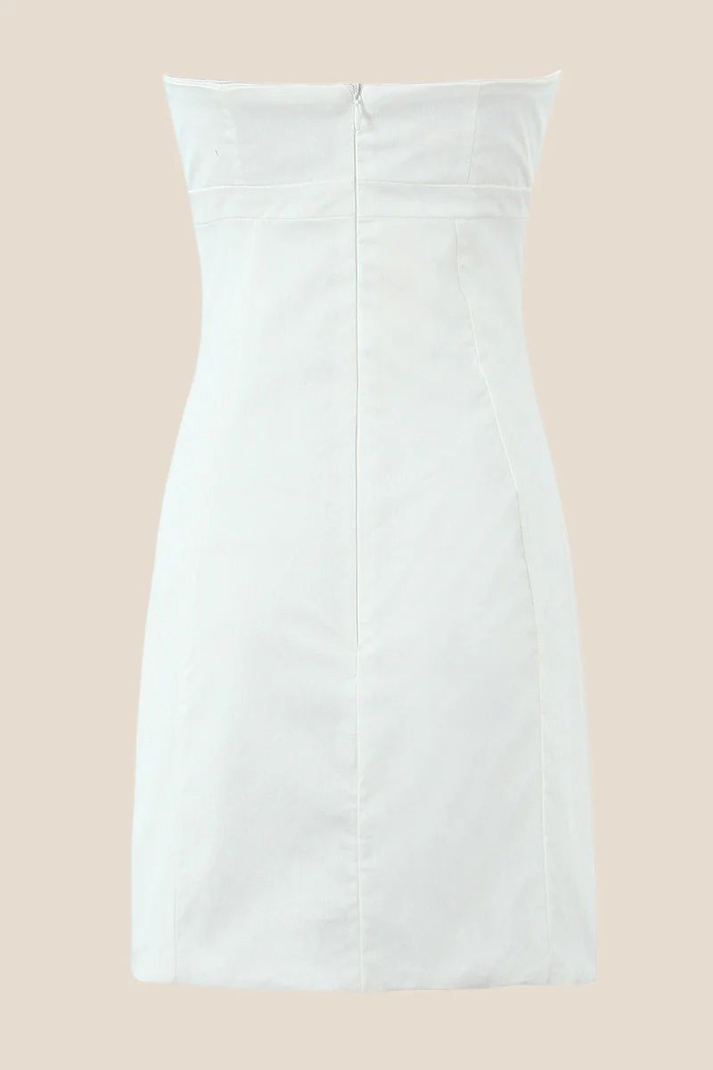 High Waist White Bodycon Short Homecoming Dress - Image 2