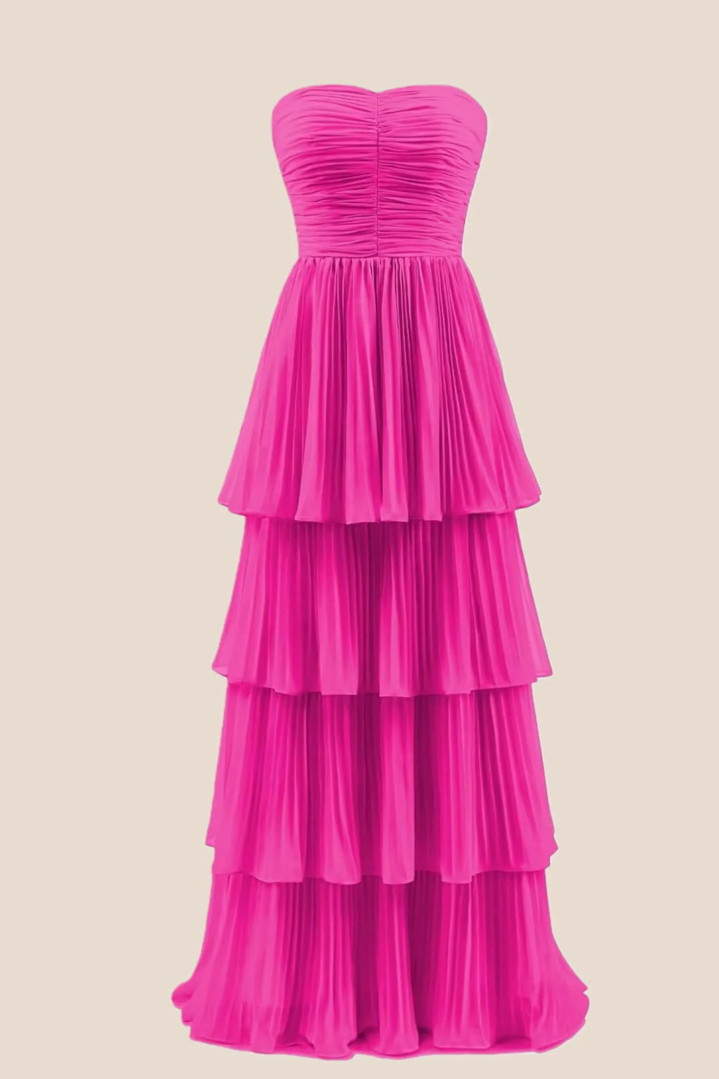 Blue Chiffon Pleated A-line Tiered Maxi Dress - Image 6