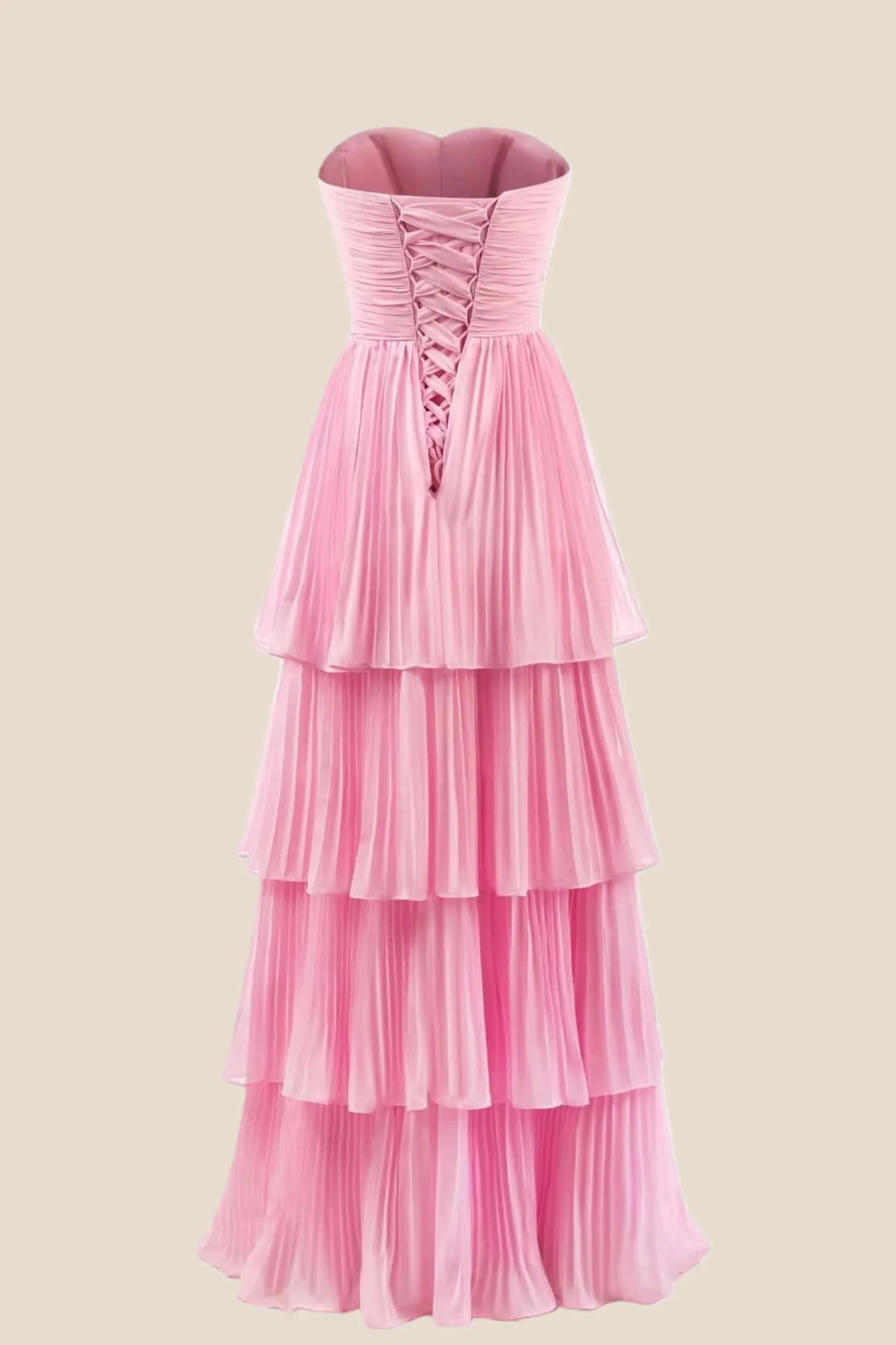 Blue Chiffon Pleated A-line Tiered Maxi Dress - Image 8
