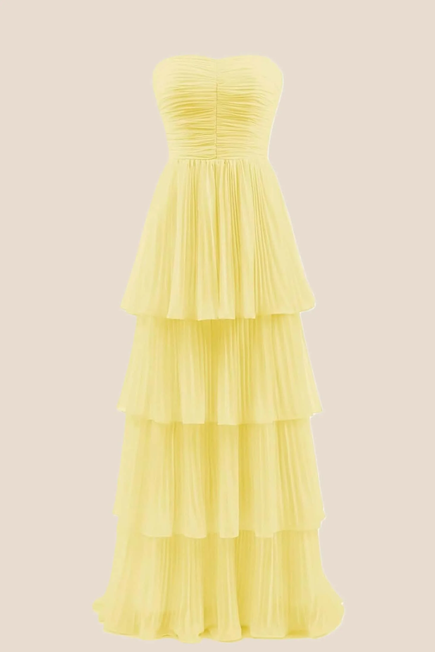 Blue Chiffon Pleated A-line Tiered Maxi Dress - Image 5