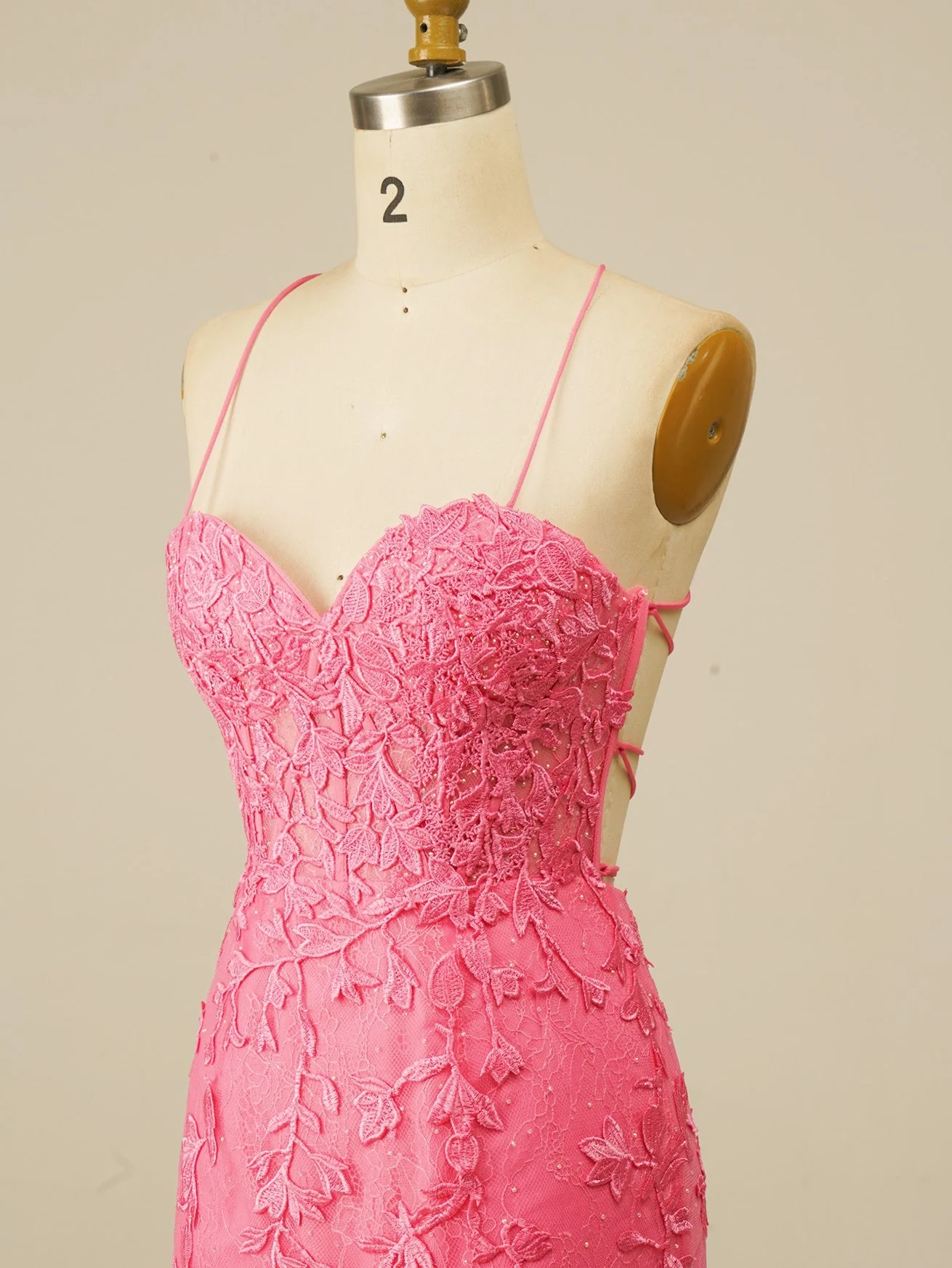 Hot Pink Lace Bodycon Mini Dress - Image 5