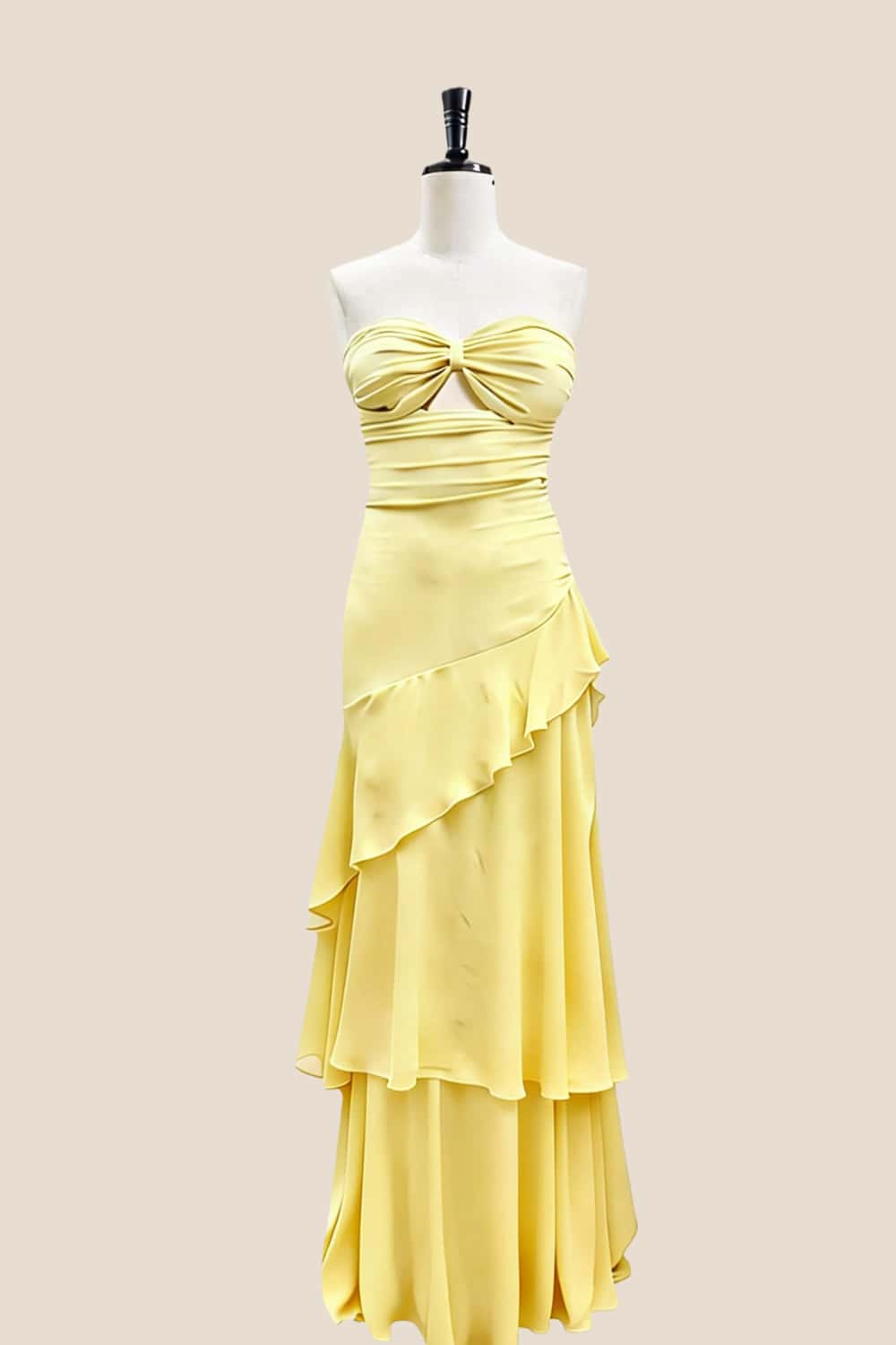 Keyhole Light Blue Chiffon Ruffle Maxi Dress - Image 7