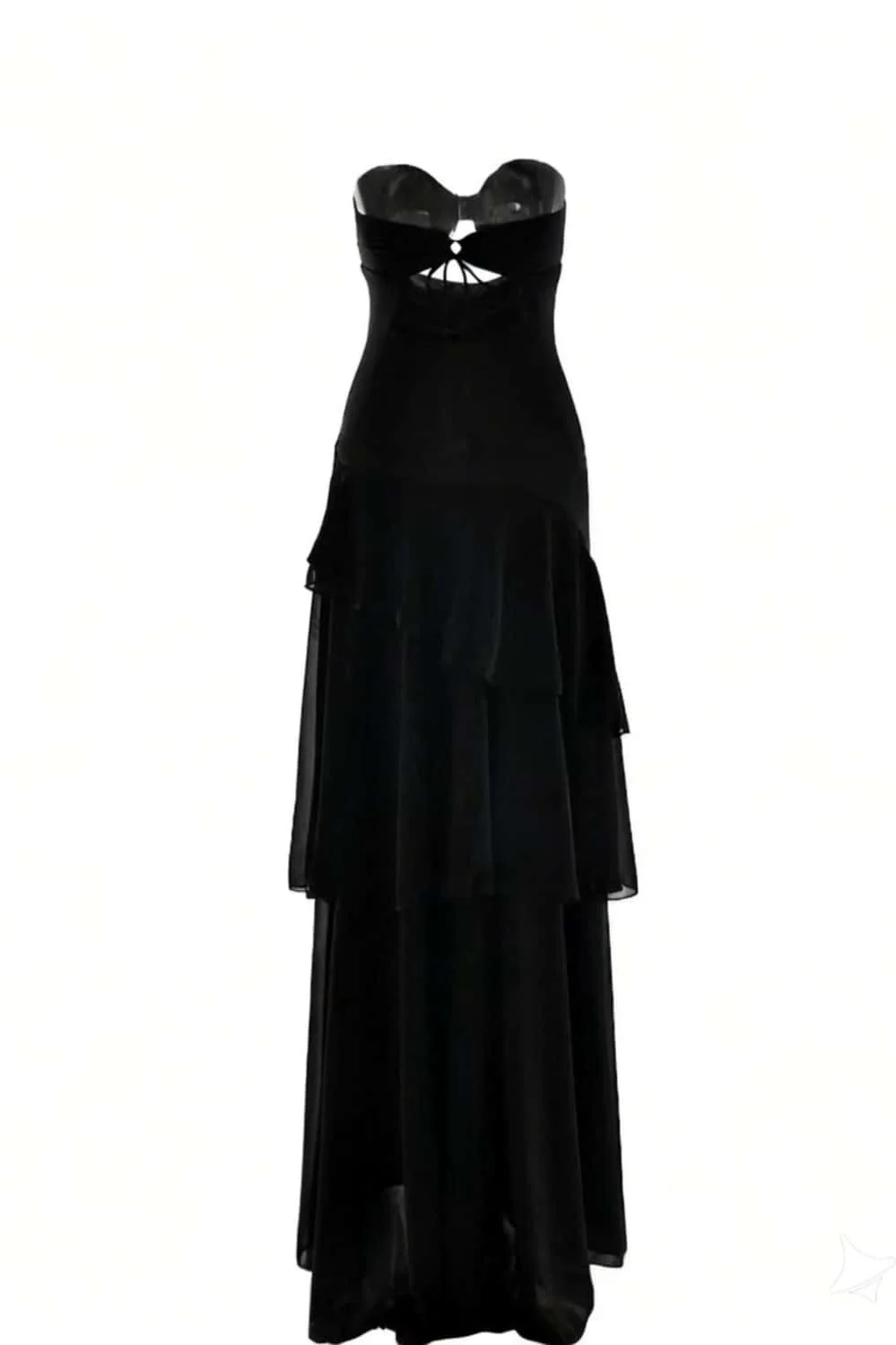 Keyhole Light Blue Chiffon Ruffle Maxi Dress - Image 11