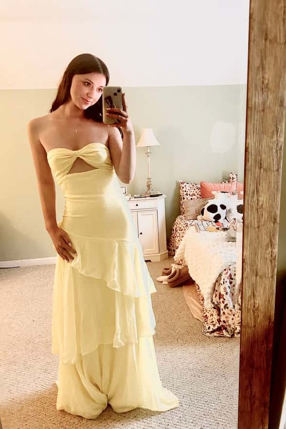 Keyhole Light Blue Chiffon Ruffle Maxi Dress - Image 9
