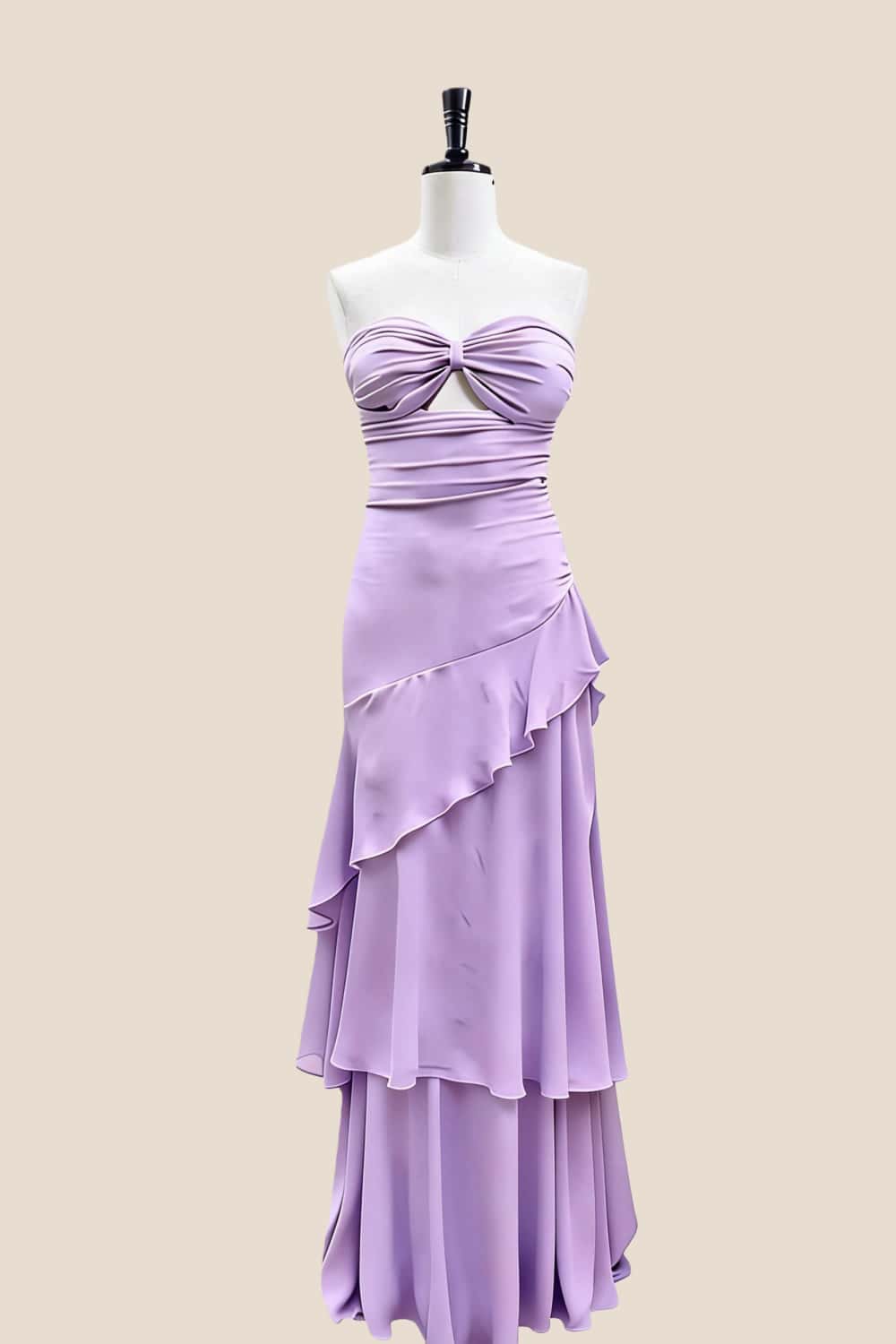 Keyhole Light Blue Chiffon Ruffle Maxi Dress - Image 4