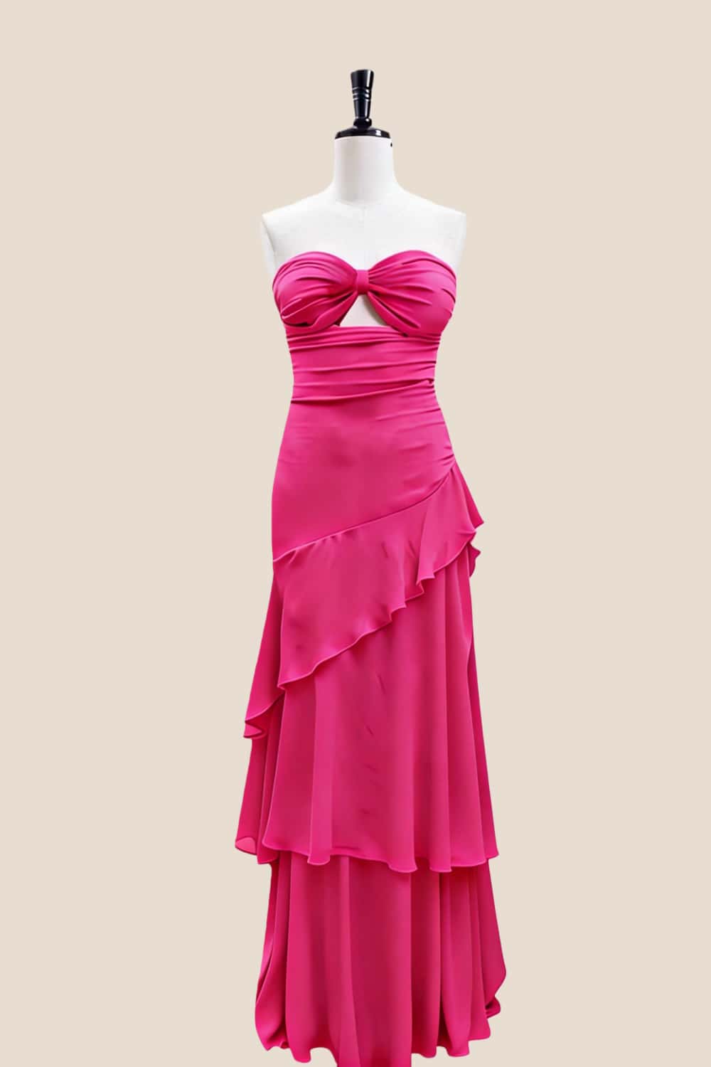 Keyhole Light Blue Chiffon Ruffle Maxi Dress - Image 5