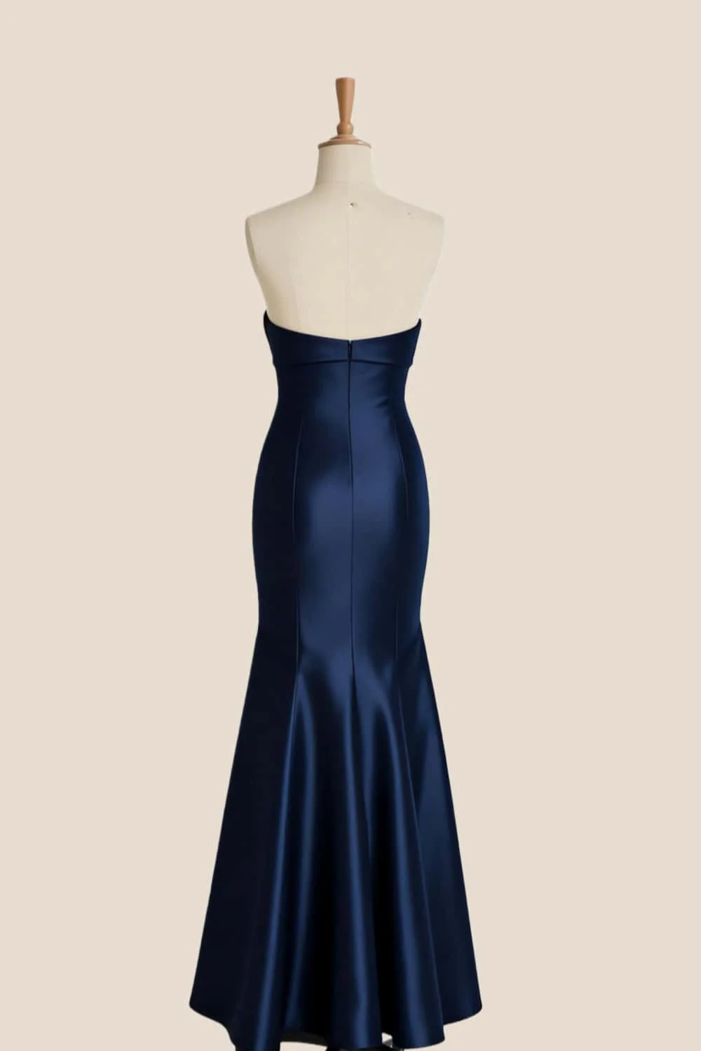 Knot Front Navy Blue Satin Long Bridesmaid Dress - Image 2