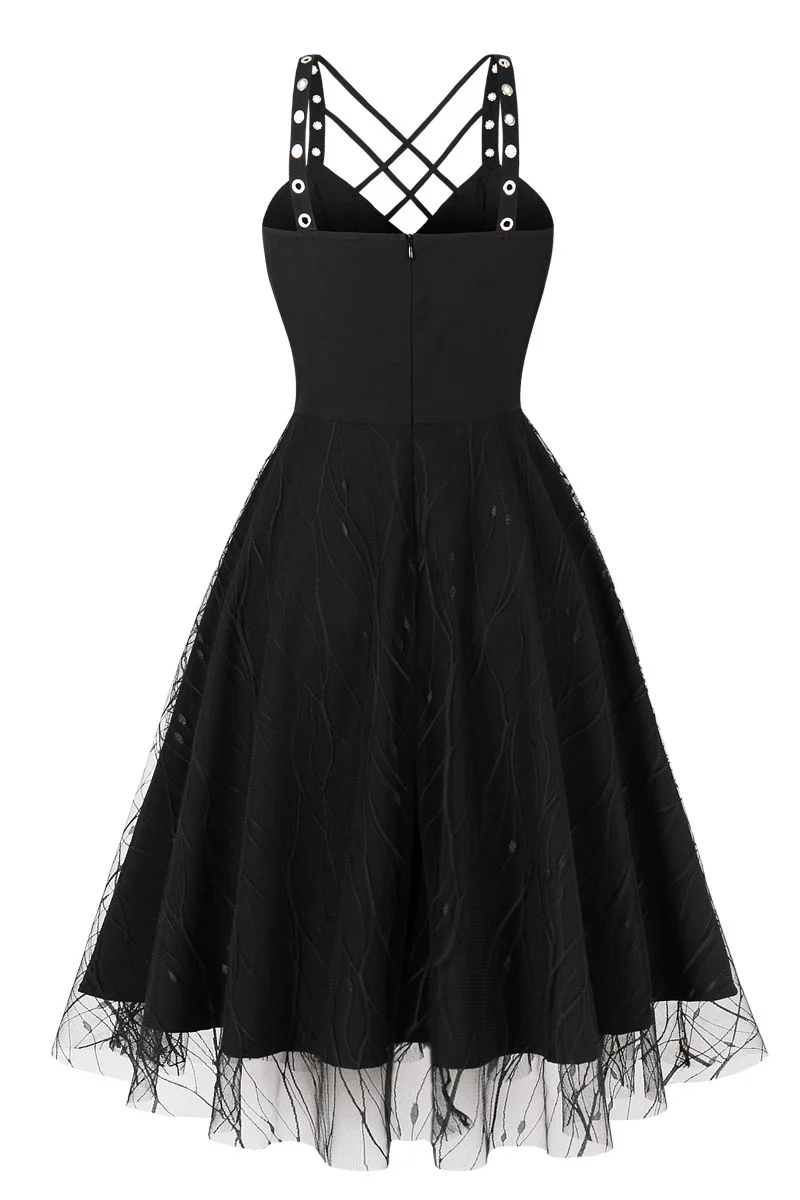 Lace-Up Black Witch Dress for Halloween - Image 2