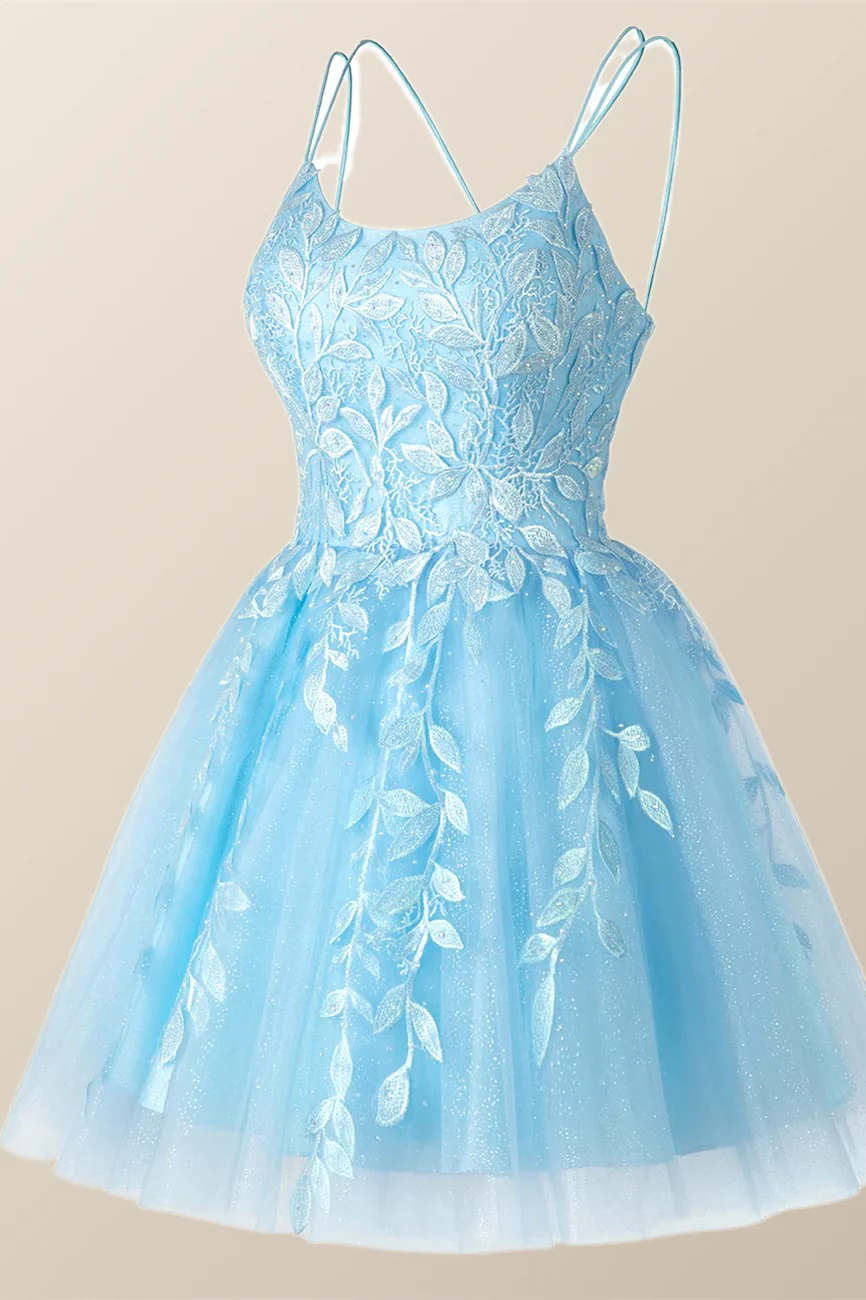 Lavender Appliques A-line Short Princess Dress - Image 2