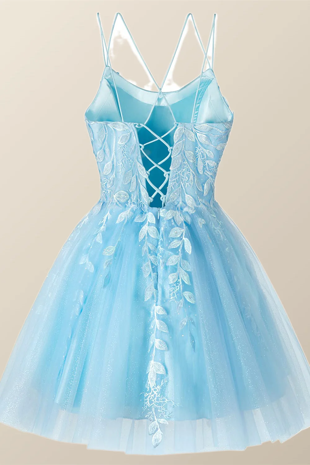 Lavender Appliques A-line Short Princess Dress - Image 3