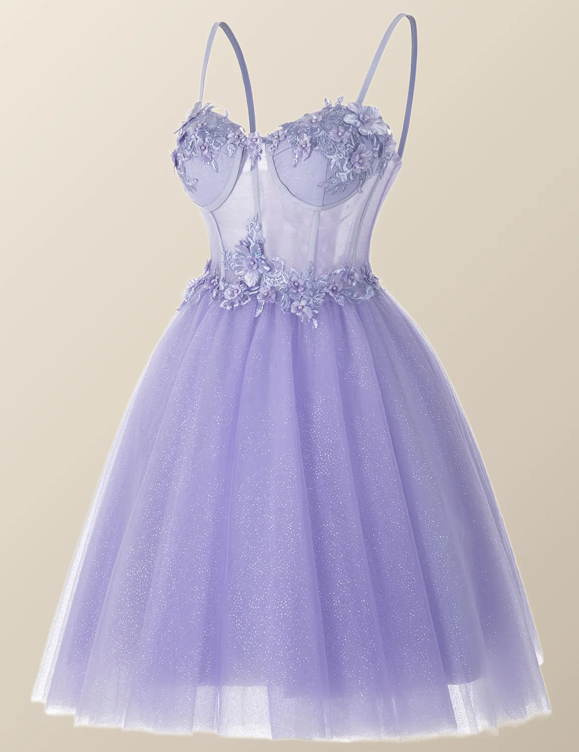 Lavender Corset A-line Short Homecoming Dress - Image 3