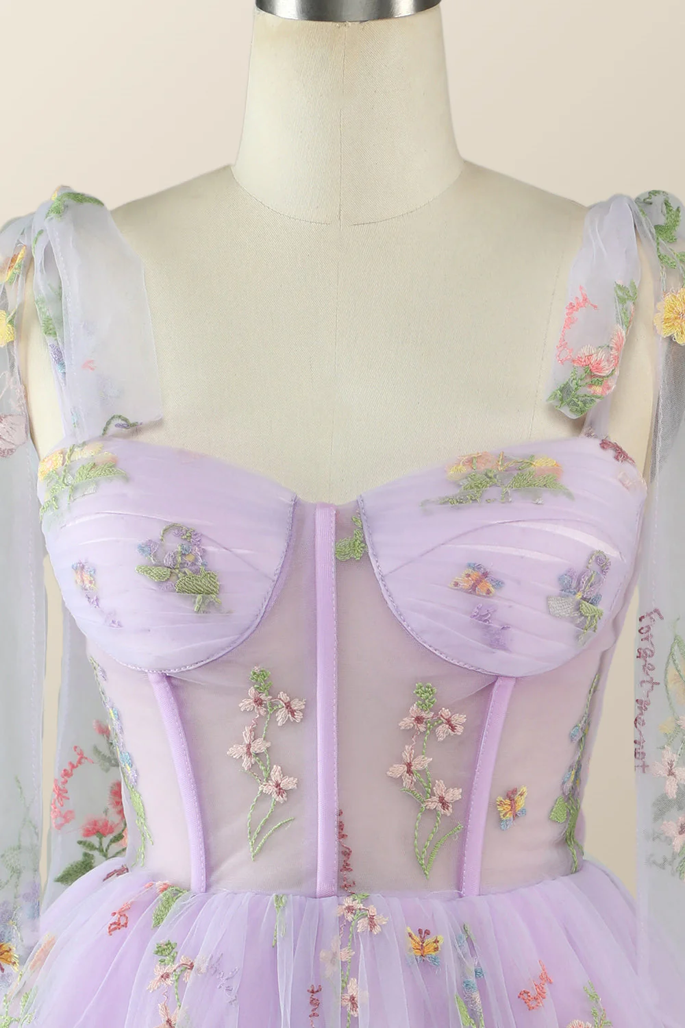 Lavender Floral Corset A-line Princess Dress - Image 4