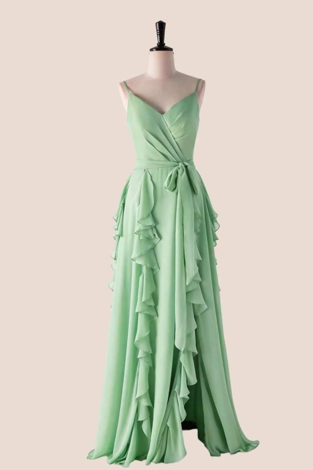 Lavender Ruffles Faux Wrap Bridesmaid Dress - Image 5