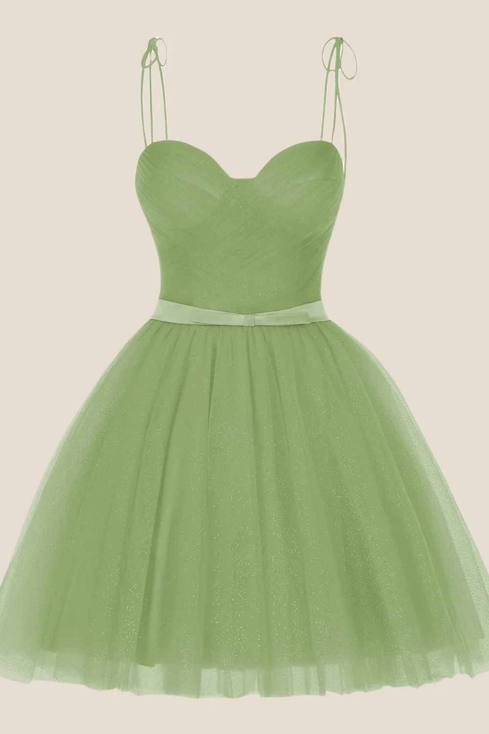 Lavender Sparkle Tulle Short Dress with Belt - Image 4