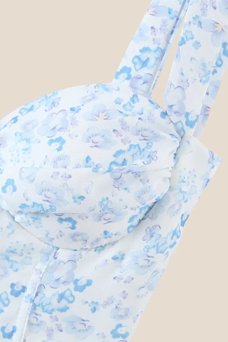 Light Blue Button Front Tiered Short Dress - Image 10