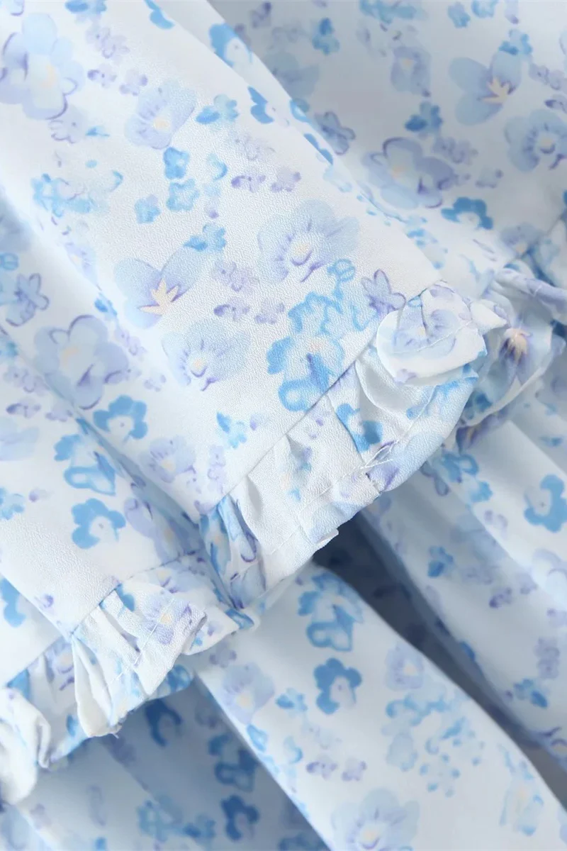 Light Blue Button Front Tiered Short Dress - Image 13