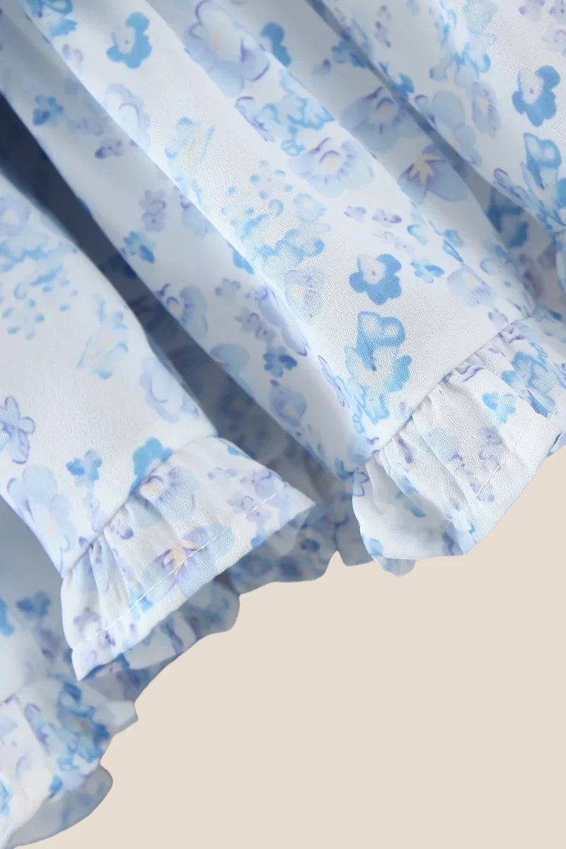 Light Blue Button Front Tiered Short Dress - Image 14